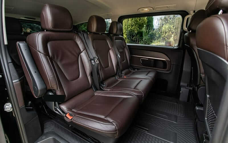 Mercedes-Benz V-Class cabin with brown leather seats